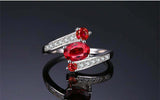 2.2ct Engagement Ring Oval Cut Red Garnet Bypass Cocktail 14k White Gold Finish