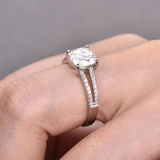 2ct Engagement Ring Cushion Cut Diamond Split Shank Design 14k White Gold Finish