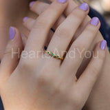0.5ct Round Cut Simulated Emerald Dainty Wedding Band 14k Yellow Gold Plated