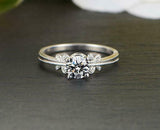 1.2ct Round Cut Diamond Engagement Ring Butterfly Accent 14k White Gold Finish