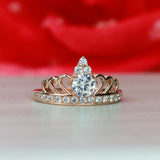 2ct Round Cut Diamond Engagement Ring Queen Princess Crown 14k Rose Gold Finish