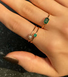0.2ct Engagement Ring Princess Cut Green Emerald Minimalist 14k Yellow Gold Over