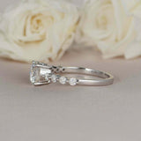 1.6ct Round Cut Diamond Single Prong Solitaire with Accents 14k WhiteGold Finish