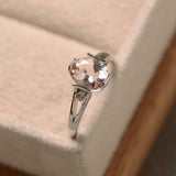 2ct Engagement Ring Oval Cut Morganite Split Shank Trilogy 14k White Gold Finish