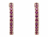 0.99ct Round Cut Pink Ruby Inside Out Style Hoop Earrings 14k Rose Gold Finish