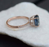 1.4ct Engagement Ring Oval Cut London Blue Topaz Hidden Halo 4k Rose Gold Finish