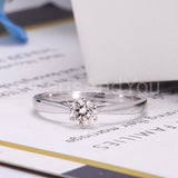 0.5ct Round Cut Moissanite Solitaire Women Engagement Ring 14k White Gold Plated