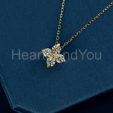 1ct Round Cut Moissanite Dainty Cluster Pendant Chain 14k Yellow Gold Plated