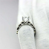 2.35ct Engagement Ring Round Cut Diamond Accents Solitaire 14k White Gold Finish