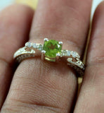 2ct Engagement Ring Round Cut Sapphire Solitaire with Accent 14k White Gold Over