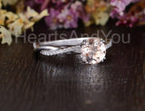 1ct Round Cut Simulated Morganite Infinity Engagement Ring 14k White Gold Plated