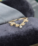 0.5ct Round Cut Moissanite Curved Milgrain Wedding Band 14k Yellow Gold Plated