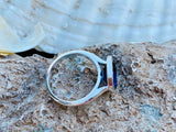 2.6ct Emerald Cut Blue Emerald Bezel Set Solitaire Ring 14k White Gold Finish