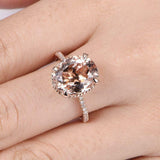 2ct Oval Cut Peach Morganite Engagement Ring Diamond Accents 18k Rose Gold Over