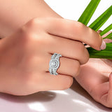 2.4ct Engagement Ring Round Cut Diamond Dual Halo Bridal Set 14k White Gold Over