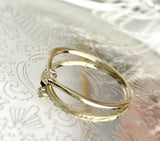 0.1ct Round Cut Moissanite Curved Minimalist Engage Ring 14k Yellow Gold Plated