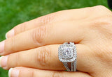 Double Halo Bridal Set Engagement Ring 2.3ct Round Diamond 14k White Gold Finish
