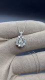 1ct Round Cut Moissanite Open Halo Pendant with Chain 14k White Gold Plated