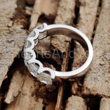 2.5ct Asscher Simulated Diamond Half Eternity Wedding Band 14k White Gold Plated