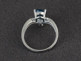 2.1ct Pear Cut London Blue Topaz Curved Stackable Ring 14k White Gold Finish