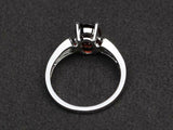 2.3ct Engagement Ring Oval Cut Red Garnet Diamond Accent 14k White Gold Finish