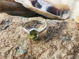 1.2ct Engagement Ring Oval Cut Green Peridot Solitaire 14k White Gold Finish