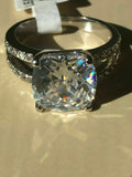 2.5ct Cushion Diamond Split Band Solitaire Engagement Ring 14K White Gold Over