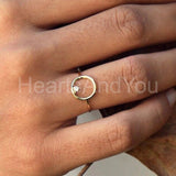 0.1ct Round Cut Moissanite Open Circle Solitaire Ring 14k Yellow Gold Plated
