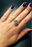 1.3ct Oval Cut Blue Aquamarine Vintage Diamond Solitaire Ring 14K WhiteGold Over