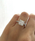 2Ct Cushion Cut Diamond Solitaire Eternity Engagement Ring 14K White Gold Finish