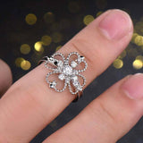 1.2ct Round Cut Diamond Engagement Ring Clover Leaf Fancy 14k White Gold Finish