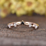 0.2ct Round Simulated Black Diamond Curved Wedding Band 14k Rose Gold Plated