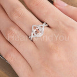 1ct Pear Cut Simulated Morganite Infinity Engagement Ring 14k White Gold Plated