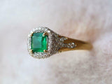 3ct Engagement Ring Green Emerald Cut Cocktail Halo 14k Yellow Gold Finish