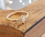 1.2ct Marquise Cut Diamond Solitaire with Round Accent Ring 14k Yellow Gold Over