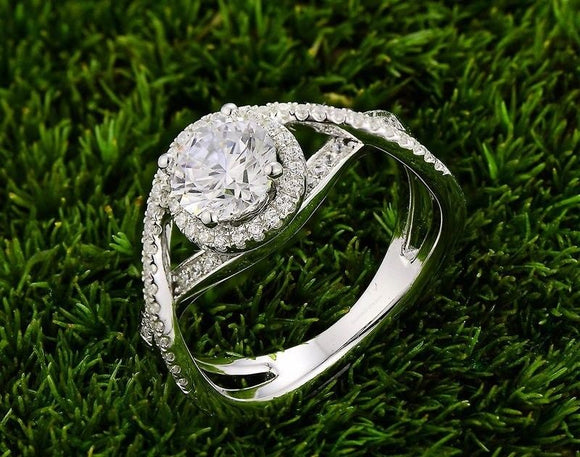 Stylish Infinity Engagement Ring 1.9ct Round Cut Diamond 14k White Gold Finish