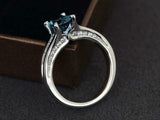 2.3ct Oval Cut London Blue Topaz Diamond Accent Ring 14k White Gold Finish