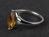 2.3ct Engagement Ring Marquise Cut Yellow Citrine Trilogy 14k White Gold Finish