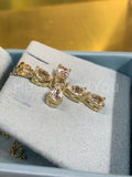 2ct Pear Cut Simulated Pink Sapphire Holy Cross Pendant 14k Gold Plated NO CHAIN
