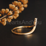 0.1ct Round Cut Moissanite Stackable Chevron Wedding Band 14K Yellow Gold Plated