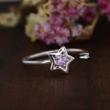 0.5ct Round Pink Sapphire Open Star Minimalist Engagement Ring 14k RoseGold Over