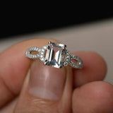 2ct Emerald Cut Diamond Engagement Ring 14k White Gold Finish Accents Solitaire