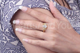 0.3ct Oval Simulated Diamond Leaf Accents Engagement Ring 14k Yellow Gold Plated