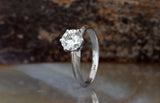 6 Prong Solitaire Engagement Ring 0.5ct Round Cut Diamond 14k White Gold Finish