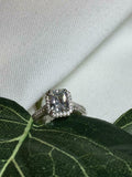 Dual Three Accent Women Engagement Ring 2.2ct Radiant Diamond 14k WhiteGold Over