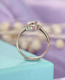 1.2ct Oval Cut Morganite Engagement Ring Minimalist Trilogy 14k Yellow Gold Over