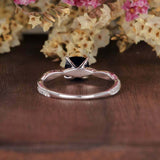 1ct Cushion Blue Sapphire Infinity Twist Band Engagement Ring 14k WhiteGold Over
