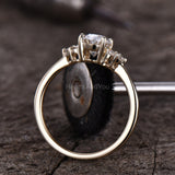 2.2ct Oval Simulated Diamond Round Accent Engagement Ring 14K Yellow Gold Plated