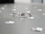 0.2ct Baguette Simulated Diamond Minimalist Trilogy Ring 14k White Gold Plated