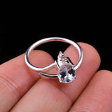 0.45ct Oval Cut Blue Aquamarine Stylish Split Shank Ring 14k White Gold Finish